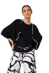 BLACK TWO TONE LOOSE FIT BOLERO