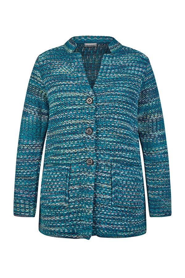 BLUE BUTTONED KNIT JACKET