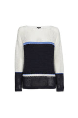 NAVY TRICOLOR LOOSE PULLOVER