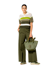 KHAKI TRICOLOR AIRY POLO SWEATER