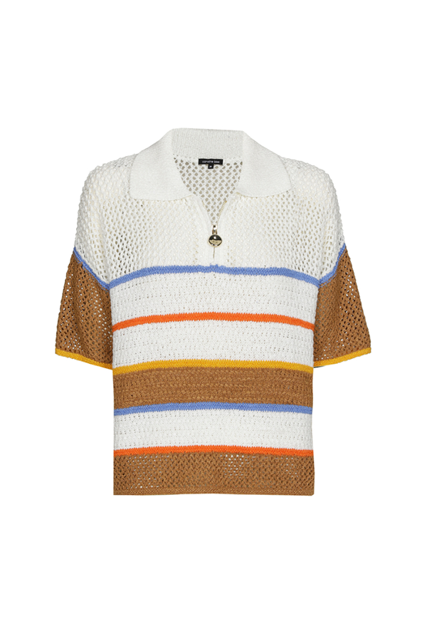 SAFFRON AIRY KNITTED POLO SWEATER