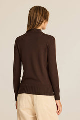 BROWN ROLL NECK KNITTED JUMPER