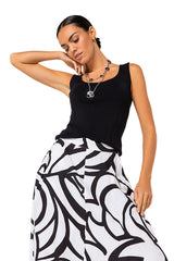BLACK AJOUR STITCH KNITTED TOP