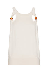 NATURAL SHOULDER DETAIL FINE KNIT TOP