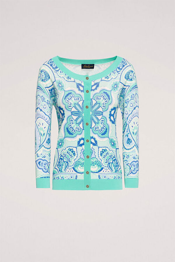 CROSTONE TURQUOISE PAISLEY CARDIGAN