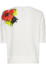 FLORAL PRINT FINE KNIT SWEATER