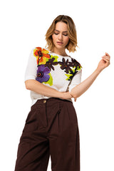 FLORAL PRINT FINE KNIT SWEATER