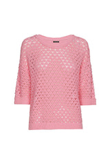 PINK LIGHT KNIT LOOSE PULLOVER