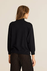 BLACK MOCK NECK VISCOSE SWEATER
