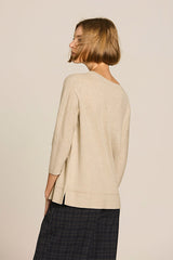 BEIGE RIBBED DETAIL VISCOSE JUMPER