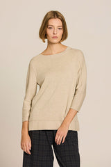 BEIGE RIBBED DETAIL VISCOSE JUMPER