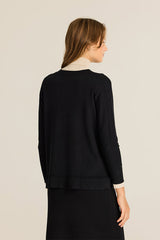 BLACK RIBBED DETAIL VISCOSE JUMPER