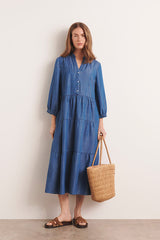 RITOURNELLE MIDI LENGTH RUFFLE DRESS