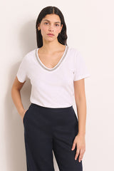 TZATZIKI WHITE V-NECK T-SHIRT