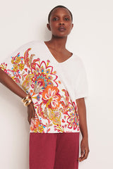 ALISCAS PRINTED KNIT WHITE KIMONO SWEATER
