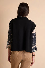 GRELOT BLACK SLEEVELESS ROUND NECK VEST