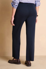 YVETTE1927 STRAIGHT, WIDE-LEG NAVY WOOL TROUSERS
