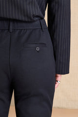 PITCH NAVY BLUE ELASTICATED WAISTBAND STRAIGHT TROUSERS