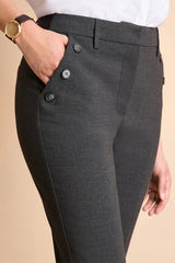PERFECT GREY ELASTICATED WAISTBAND STRAIGHT TROUSERS