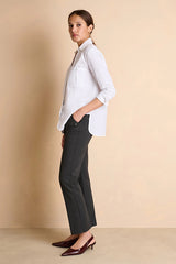 PERFECT GREY ELASTICATED WAISTBAND STRAIGHT TROUSERS
