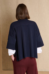 VICTORIA1927 NAVY BLUE SHORT BUTTON-DOWN WOOL JACKET