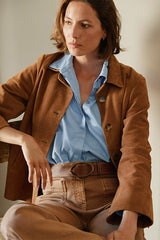 MUSTANG CAMEL SHORT LONG SLEEVED WIDE COAT