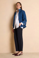 PLISDORSET DARK BLUE ELASTICATED WAIST TROUSERS