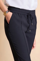 PLISDORSET DARK BLUE ELASTICATED WAIST TROUSERS