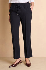 PLISDORSET DARK BLUE ELASTICATED WAIST TROUSERS