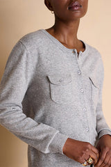 GIGI GREY ROUND BUTTONED NECKLINE CARDIGAN