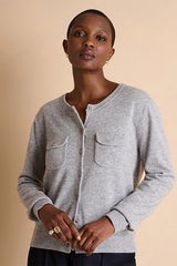 GIGI GREY ROUND BUTTONED NECKLINE CARDIGAN