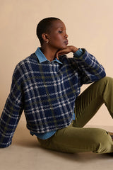 ALICE BLUE HORIZON PLAID PULLOVER