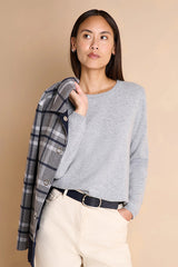 AZOLUX GREY ROUND NECKLINE LONG SLEEVES STRAIGHT CUT SWEATER
