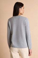 AZOLUX GREY ROUND NECKLINE LONG SLEEVES STRAIGHT CUT SWEATER