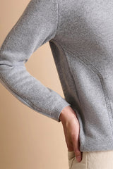 AZOLUX GREY ROUND NECKLINE LONG SLEEVES STRAIGHT CUT SWEATER