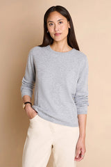 AZOLUX GREY ROUND NECKLINE LONG SLEEVES STRAIGHT CUT SWEATER