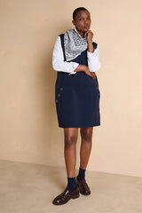 OMELIA1927 NAVY BLUE V-NECK SLEEVELESS WOOL SHORT DRESS