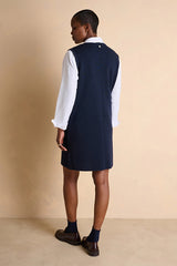 OMELIA1927 NAVY BLUE V-NECK SLEEVELESS WOOL SHORT DRESS