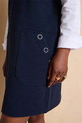 OMELIA1927 NAVY BLUE V-NECK SLEEVELESS WOOL SHORT DRESS