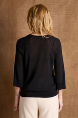 ATLAS BLACK V-NECK LONG-SLEEVED SWEATER