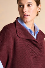 NOAH1927-14 BURGUNDY WOOL TRUCKER COLLAR CAPE
