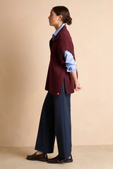 NOAH1927-14 BURGUNDY WOOL TRUCKER COLLAR CAPE