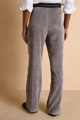 PELVET14 GREY ELASTICATED WAISTBAND STRAIGHT TROUSERS