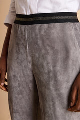 PELVET14 GREY ELASTICATED WAISTBAND STRAIGHT TROUSERS