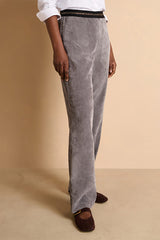 PELVET14 GREY ELASTICATED WAISTBAND STRAIGHT TROUSERS