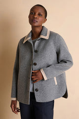 MAELIA GREY SHORT BUTTONED COAT