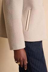 MARGINAL BEIGE SHORT STRAIGHT ZIP COAT
