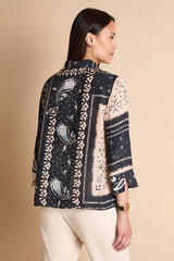 CANCANA BLACK PRINTED BANDANA 3/4 SLEEVES BLOUSE