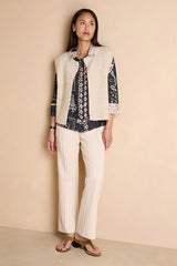 CANCANA BLACK PRINTED BANDANA 3/4 SLEEVES BLOUSE