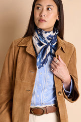 EYRA BLUE SQUARE LEOPARD PRINT SCARF